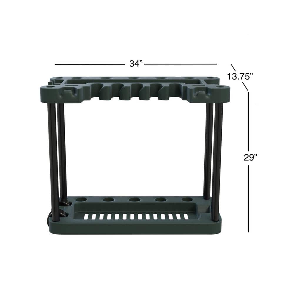 Portable Green Plastic Rolling Garden Tool Organizer