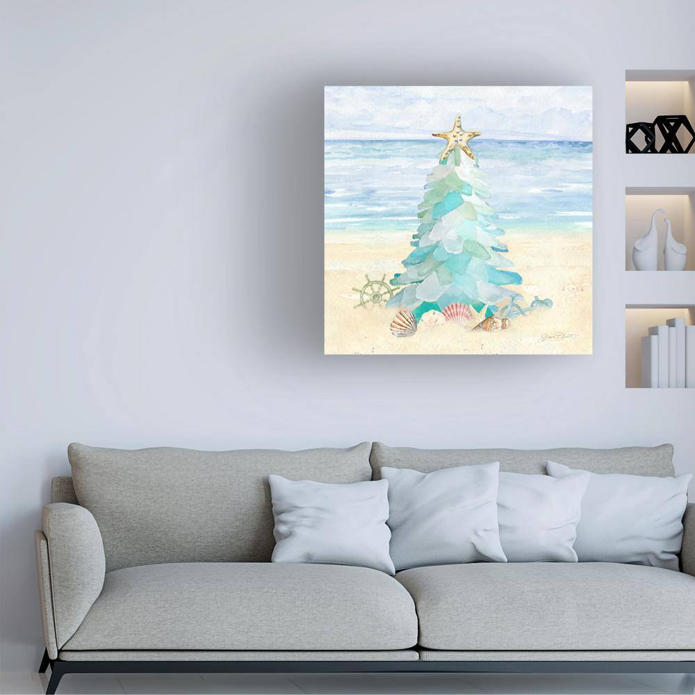 Jean Plout Coastal Seaglass Christmas Tree Canvas Art Print
