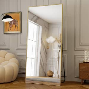 71 in. H x 31 in. W Classic Rectangular Gold Framed Aluminum Alloy Full Length Leaning Mirror