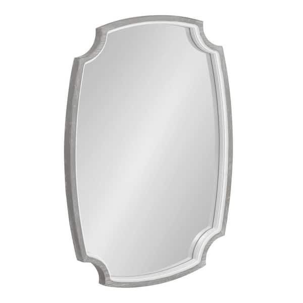 Kate and Laurel Orianne 32 in. x 21 in. Classic Scalloped Framed White Wall Accent Mirror