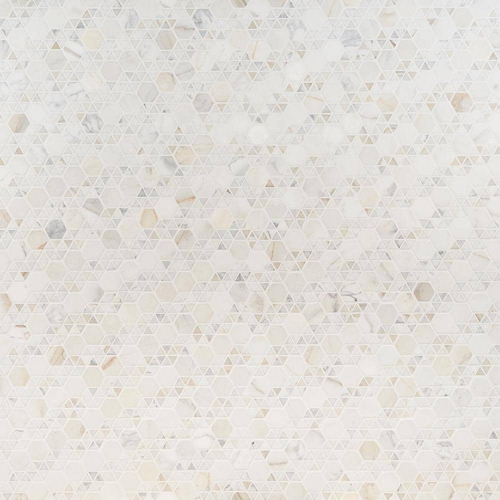 Koror Calacatta 4 in. x 0.39 in. Matte Marble Floor and Wall Mosaic Tile Sample price history on PriceWatchPro