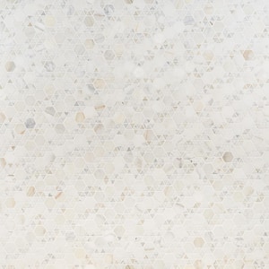 Koror Calacatta 4 in. x 0.39 in. Matte Marble Floor and Wall Mosaic Tile Sample