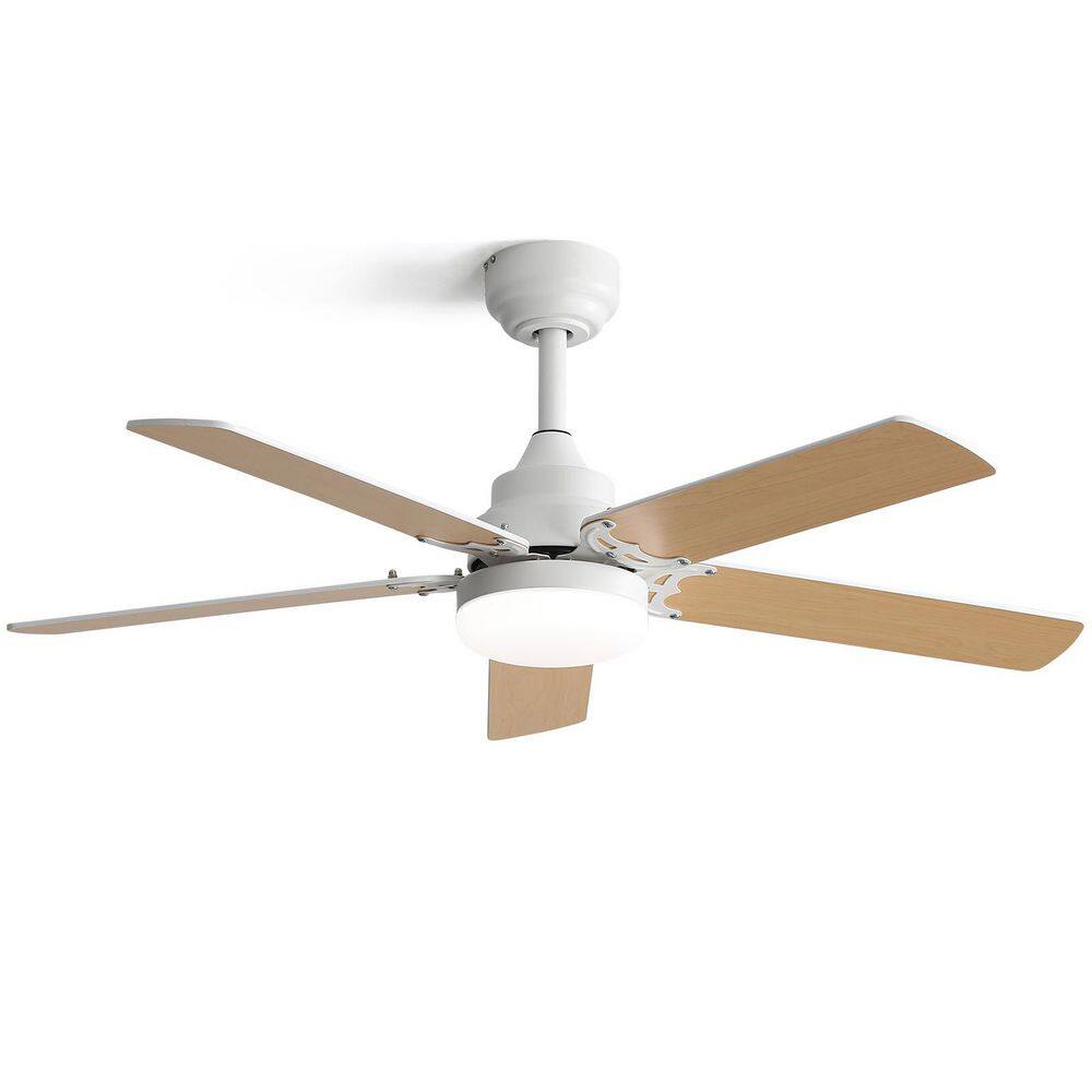 42 in. Indoor Standard Downrod Mount Integrated LED White and Beige Ceiling Fan with Light and Remote Control price history on PriceWatchPro