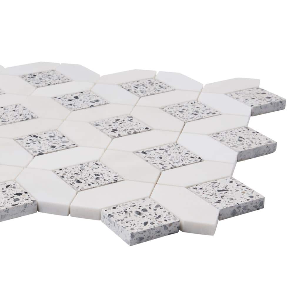 Truffle White 12x12 Marble and Terrazzo Mosaic Tile