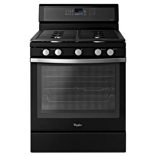 Whirlpool 5.8 cu. ft. Gas Range with Self-Cleaning Convection Oven in Black Ice