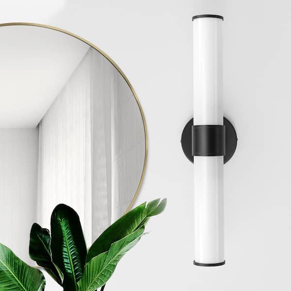 Deyidn 20 in. 2-Light Black Vanity Lights Fixtures with Milk White Glass Shape Wall Mount Lamp for Bathroom, Living Room