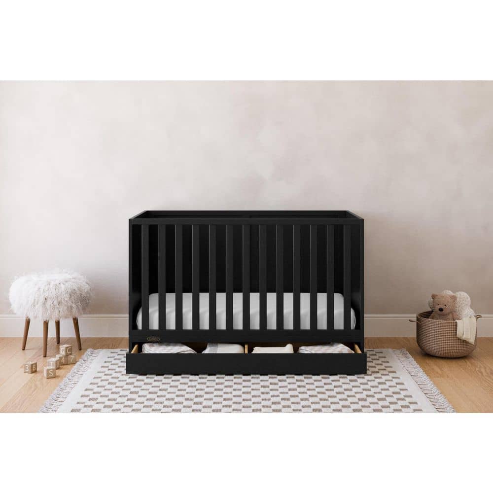 Graco Theo Black 3-in-1 Convertible Crib with Drawer 04621-20B