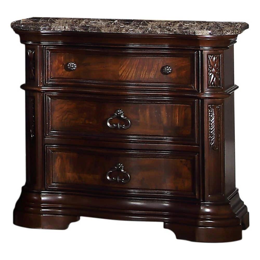 Best Master Furniture Bathory 3 -Drawer Walnut Solid Wood