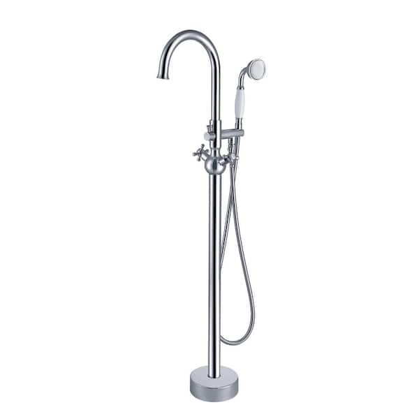 Maincraft 2-Handle Freestanding Tub Faucet with Hand Shower Head in Chrome