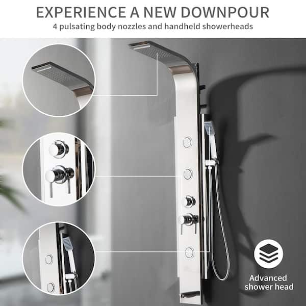 Single Handle 6-Spray Shower Faucet 2.5 Gpm with Adjustable Flow Rate in Polished Chrome