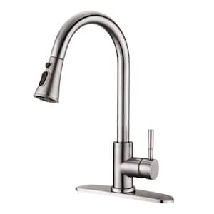 Single Handle Pull Down Sprayer Kitchen Faucet in Brushed Nickel