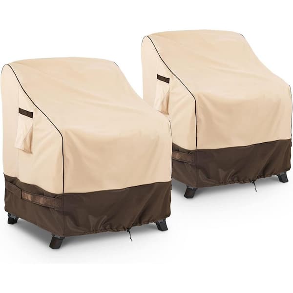33 in. Large Khaki Outdoor Furniture Chair Covers Waterproof 2-Pack