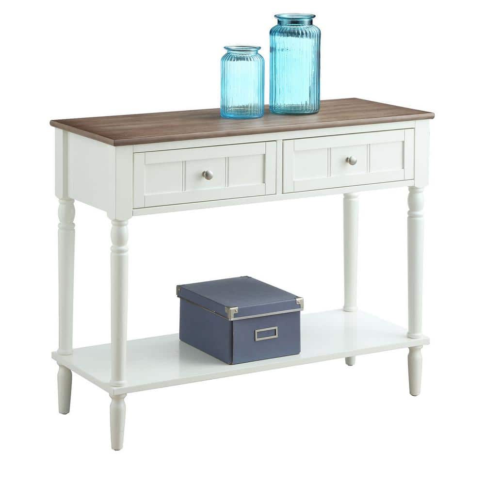 Driftwood and White 36" Wood Hall Table with Storage