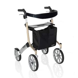 Trust Care Let's Go Out 4-Wheel Lightweight Folding Rollator with Seat in Beige and Silver