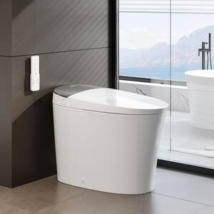 Built-in Tank Elongated Smart Toilet Bidet 1.1/1.6 GPF in White with Auto Flush/Open, Heated Seat, Dryer, Lady/Rear Wash