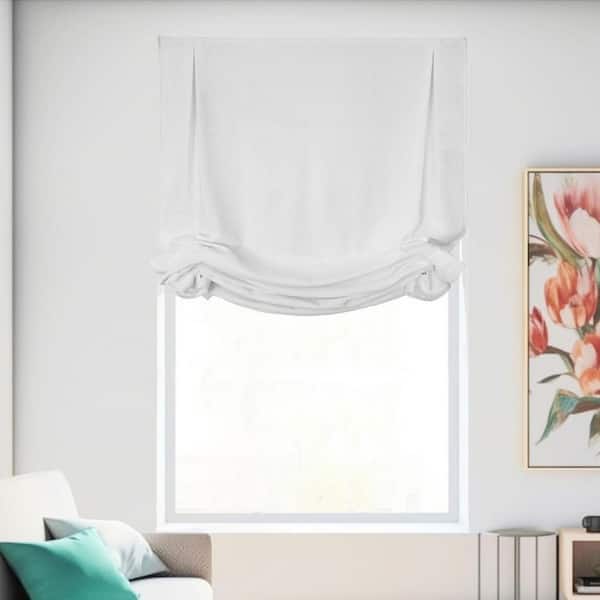 White Cordless Light Filtering Privacy Polyester Roman Shade 39 in. W x 64 in. L