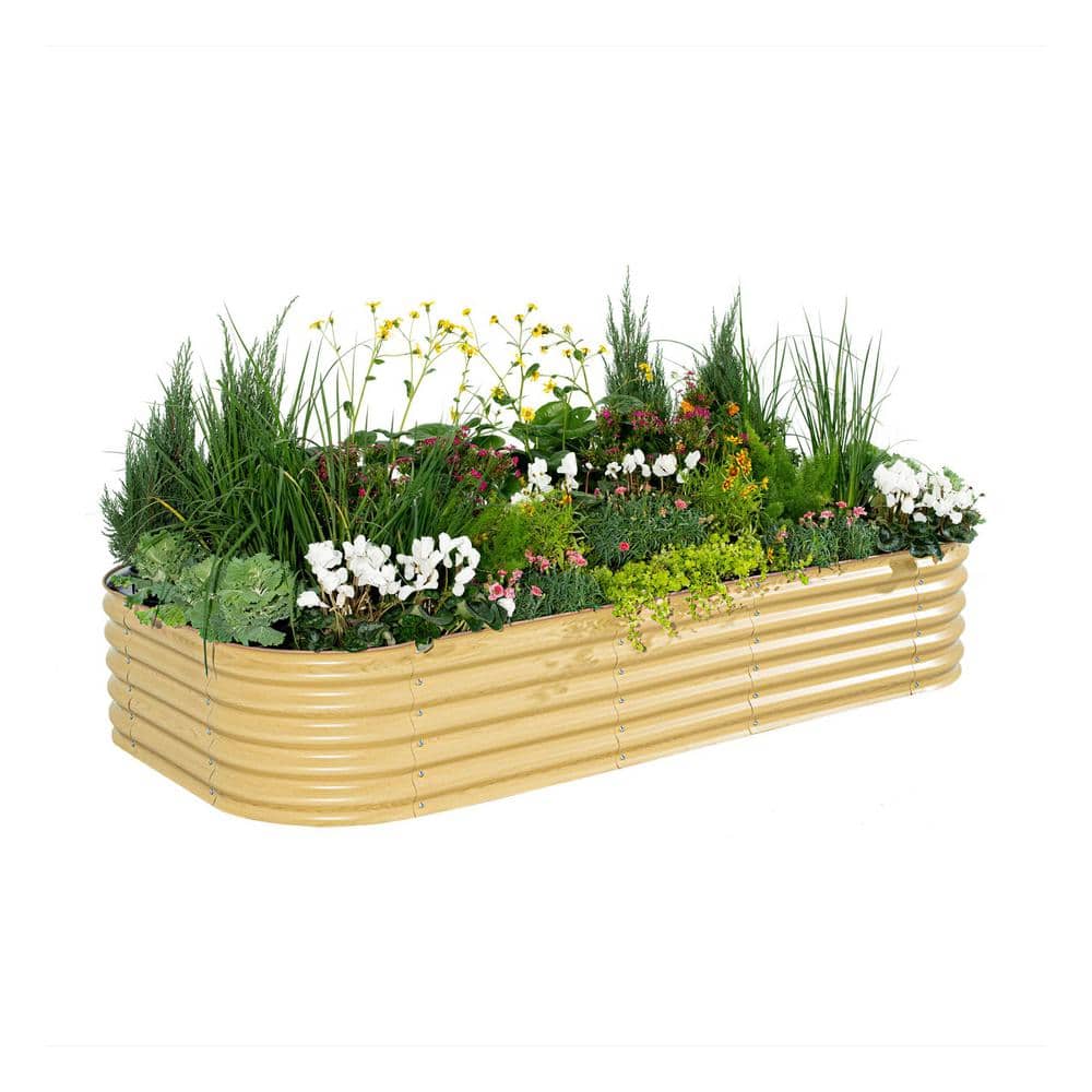 Sunlit Oak 17" Tall Modular Metal Outdoor Raised Garden Bed