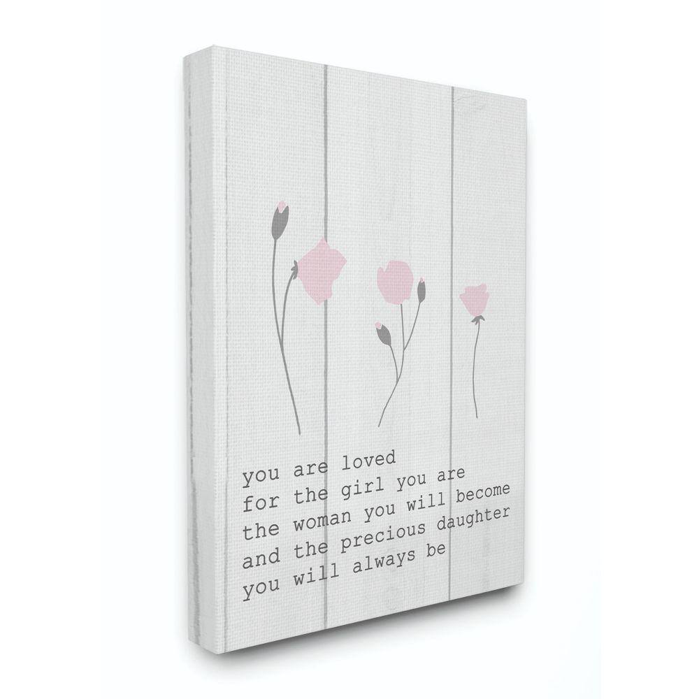 16" x 20" Pink Flower Motivational Canvas Wall Art