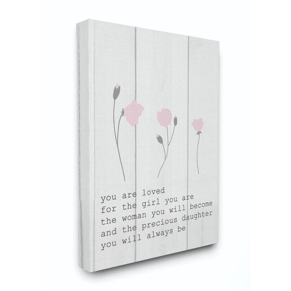 Stupell Industries 16 in. x 20 in. "Kids Inspirational Word Girls Flower" by Daphne Polselli Canvas Wall Art