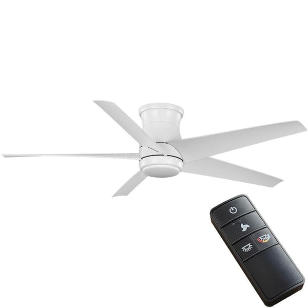 Hampton Bay Mena 54 in. White Color Changing LED Indoor/Outdoor Hugger Matte White Ceiling Fan with Light and Remote