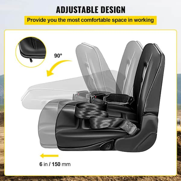 Black Driver Side Forklift Seat Universal Waterproof Truck Cushion Seat  Backrest