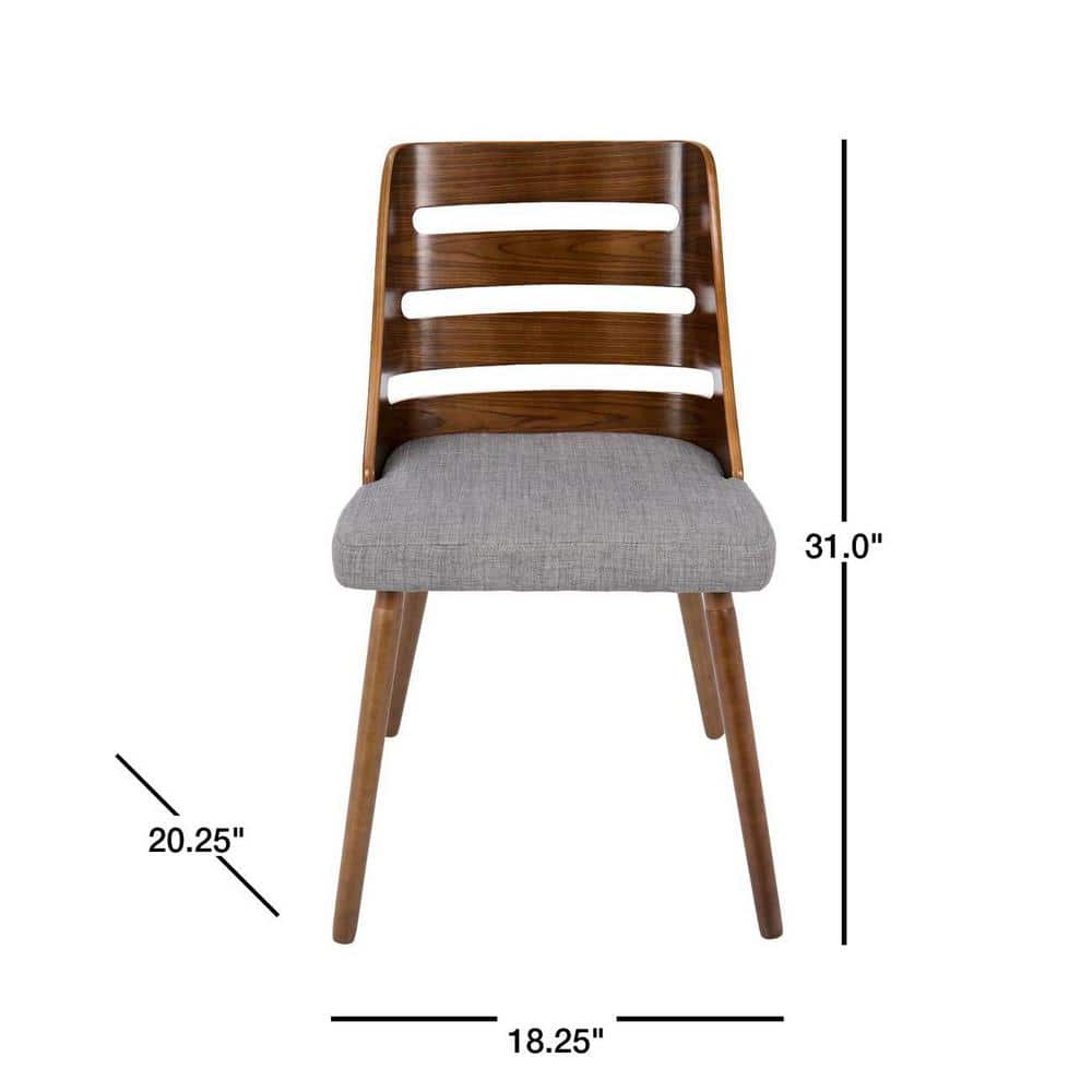 Trevi Gray & Walnut Upholstered Ladderback Side Chair