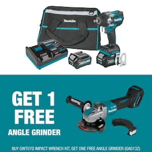 40V max XGT Brushless 4-Speed Mid-Torque 1/2 in. Impact Wrench Kit, 2.5Ah with bonus XGT Brushless 5in. Angle Grinder