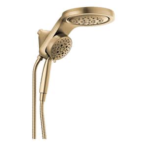 HydroRain 2-in. . -1 5-Spray Patterns 6 in. Wall Mount Dual Shower Heads with H2Okinetic in Lumicoat Champagne Bronze