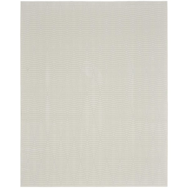 8 ft. x 10 ft. Ivory Geometric Washable Area Rug