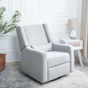 Luxury Power Motion Motorized Recliner Chair with Swivel Glider, Upholstered Living Room Sofa in Light Gray