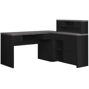 59 in. Grey L-Shape Computer Desk With 8-Drawers