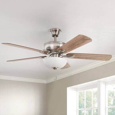 Rothley II 52 in. Brushed Nickel Smart LED Ceiling Fan with Light and Remote Works with Google Assistant and Alexa