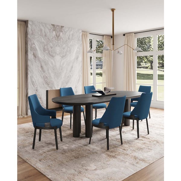 Kara Modern Blue Velvet Upholstered Dining Chairs (Set of 6)