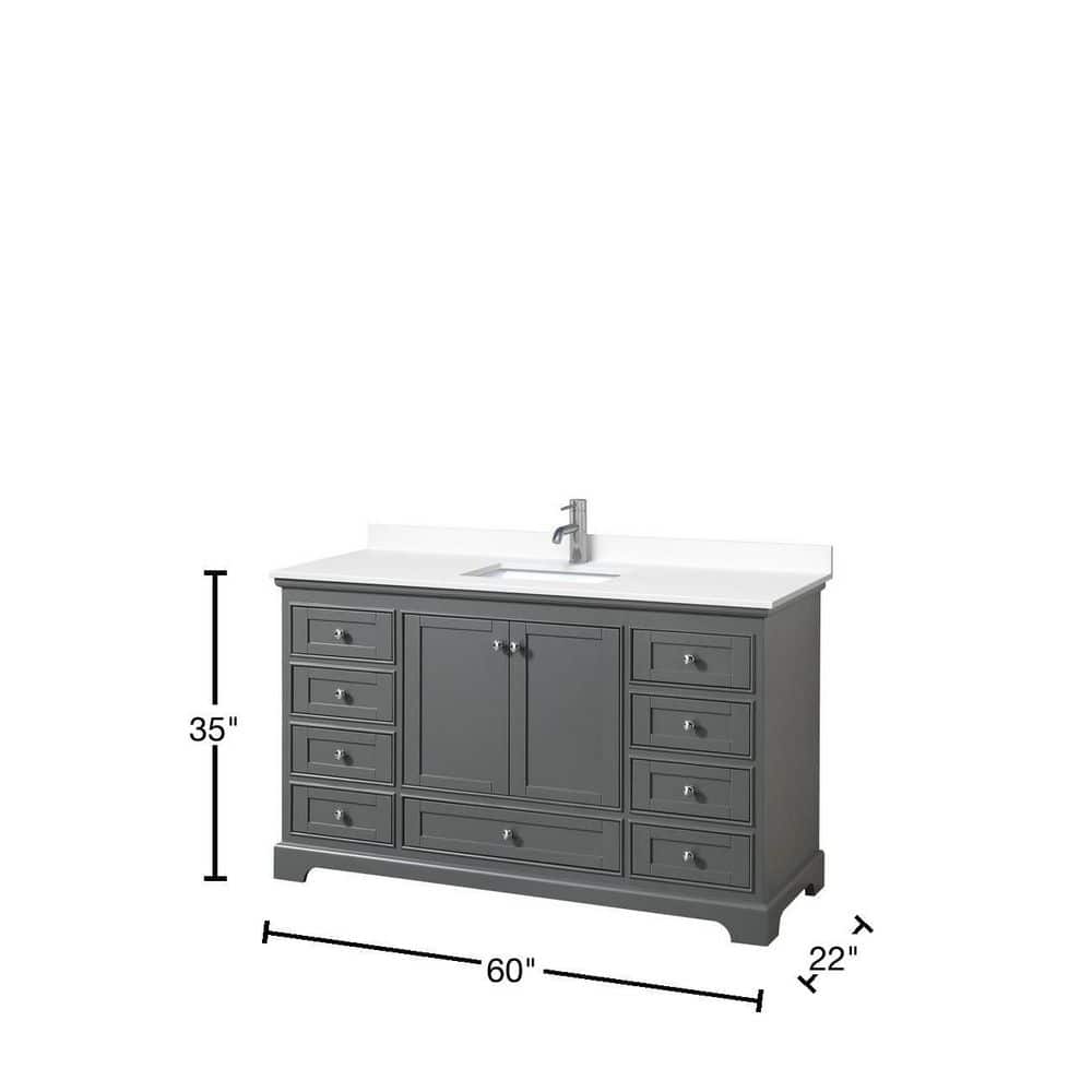 Deborah 60'' Dark Gray Single Bathroom Vanity with Marble Top