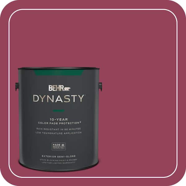 BEHR DYNASTY 1 gal. #110B-7 Raspberry Pudding Semi-Gloss Exterior Stain-Blocking Paint & Primer