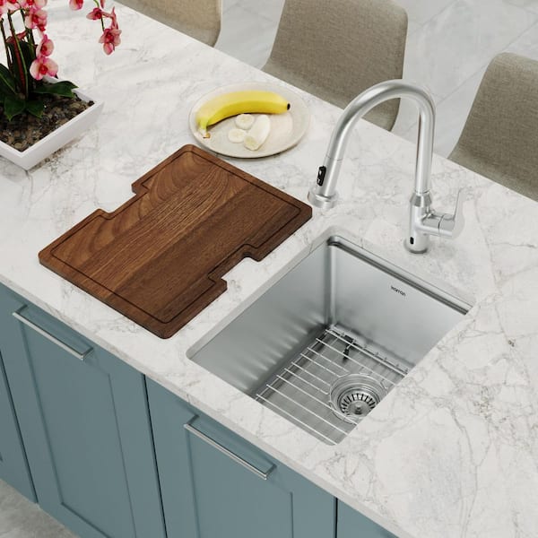 15 in. Undermount Single Bowl 16-Gauge Stainless Steel Workstation Kitchen Sink