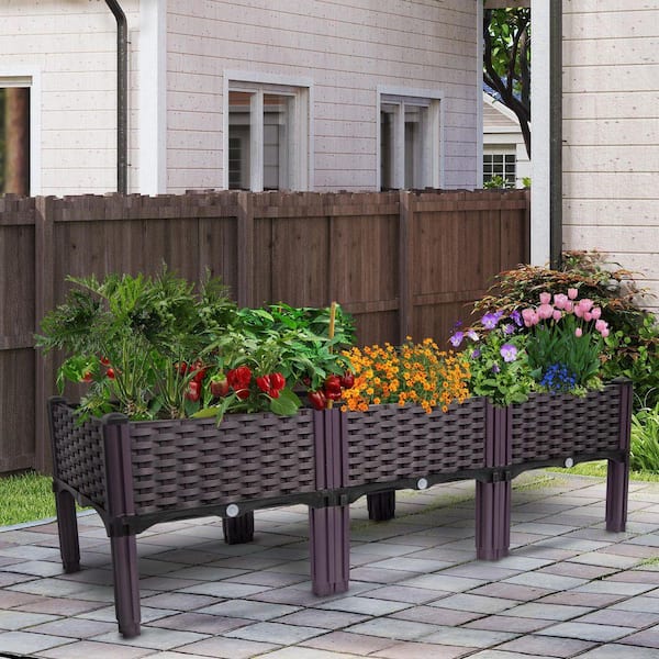 DWELLCOZY 48 in. x 15.7 in. x 14.6 in. Plastic Brown Raised Garden