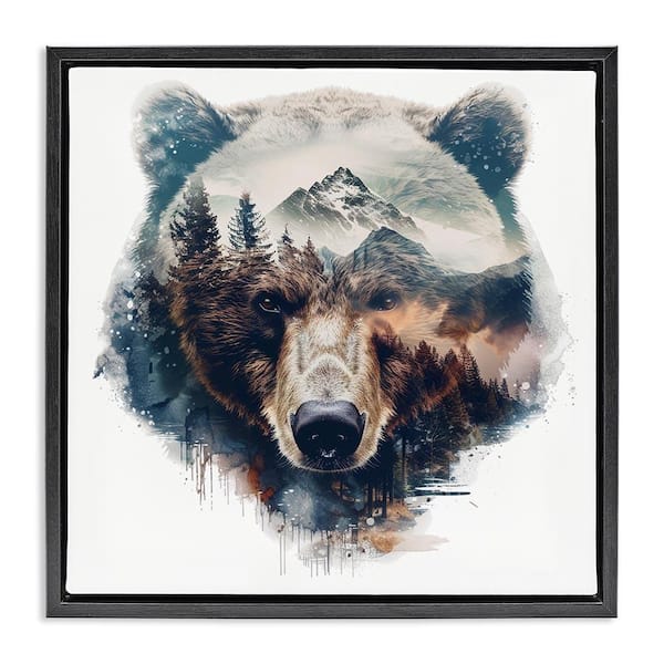 Stupell Industries Bear Head Silhouette by LSR Design Studio Black Floater Frame Animal Graphic Art Print 25 in. x 25 in.