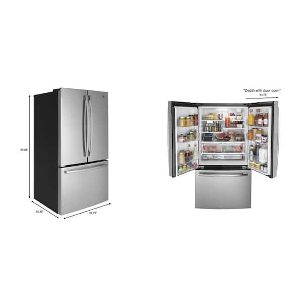 Ge 27 0 Cu Ft French Door Refrigerator In Fingerprint Resistant Stainless Steel Energy Star Gne27jymfs The Home Depot