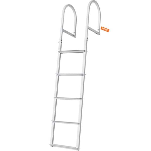 Removable 5-Step Dock Ladder Aluminum Boat Ladder with 3.1 in. Wide Step and Nonslip Mat 500 lbs. for Above Ground Pool