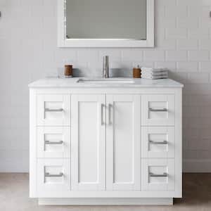 Miranda 42 in. W x 22 in. D x 33.75 in. H Single Sink Bath Vanity in White with White Carrara Marble Top