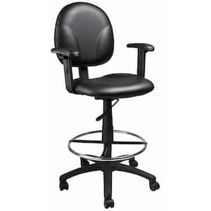 Black Antimicrobial Vinyl Cushions Chrome Footring Adjustment Arms Pneumatic Lift Drafting Chair