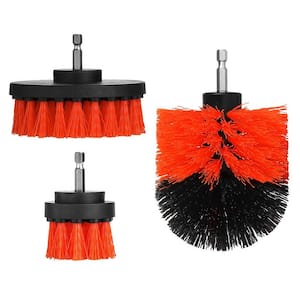 3-Pcs Drill Brush, Drill Attachment Kit and Power Scrubber Cleaning Utility Brush for Car, Bathroom, Floor & Tiles, Red