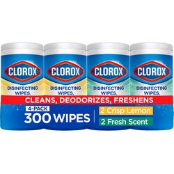 Clorox 75-Count Crisp Lemon and Fresh Scent Bleach Free Disinfecting Cleaning Wipes (4-Pack)