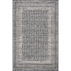 Elodie Checkered Diamonds Gray Doormat 3 ft. x 5 ft. Area Rug