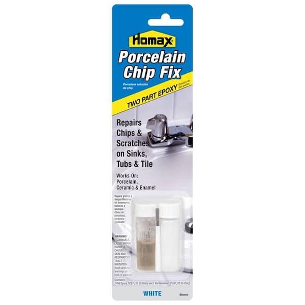 Homax 0.12 fl oz. Epoxy + 0.06 fl oz. Hardener White Porcelain Chip Fix, 2 Parts Epoxy