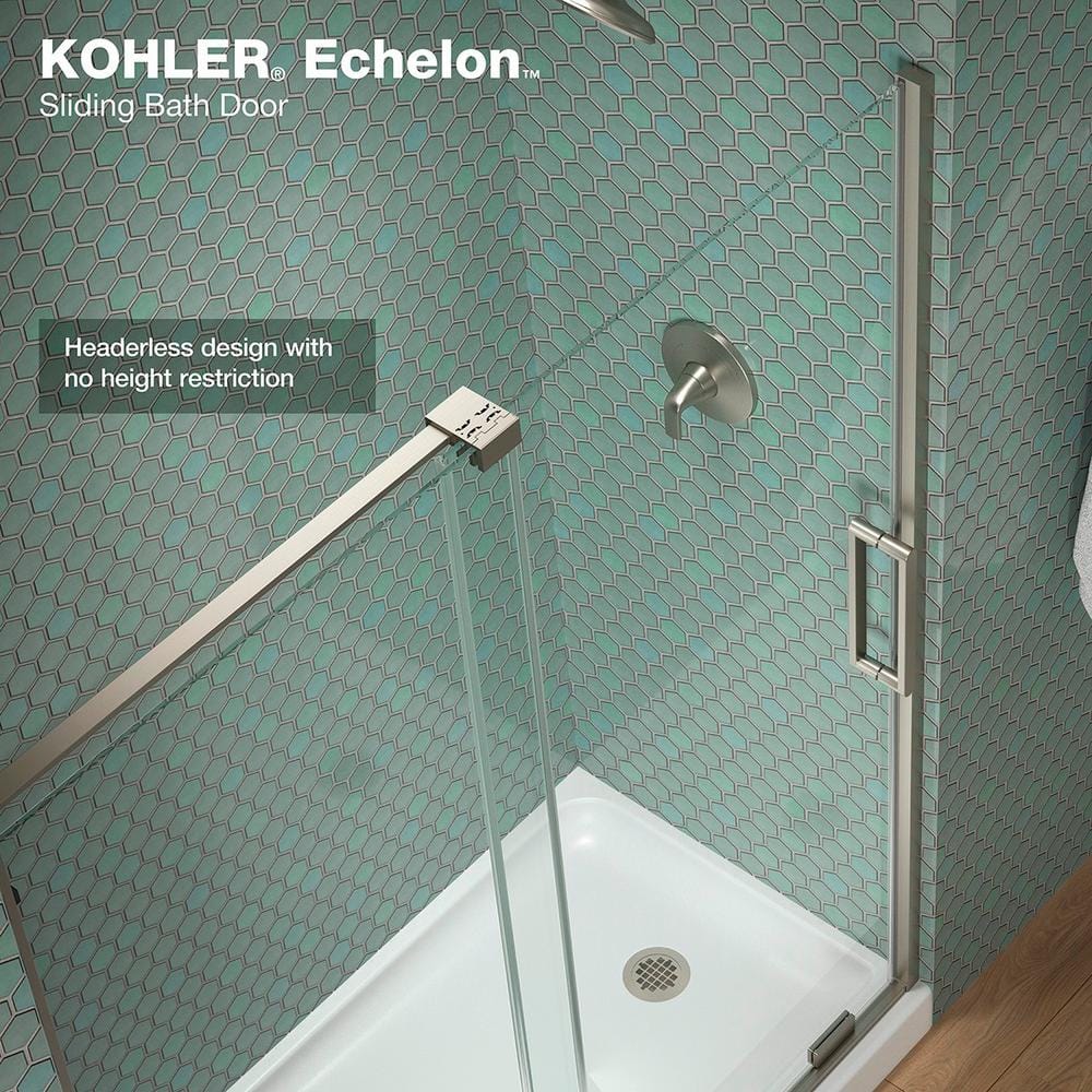 Crystal Clear Frameless Sliding Shower Door with Brushed Nickel Finish