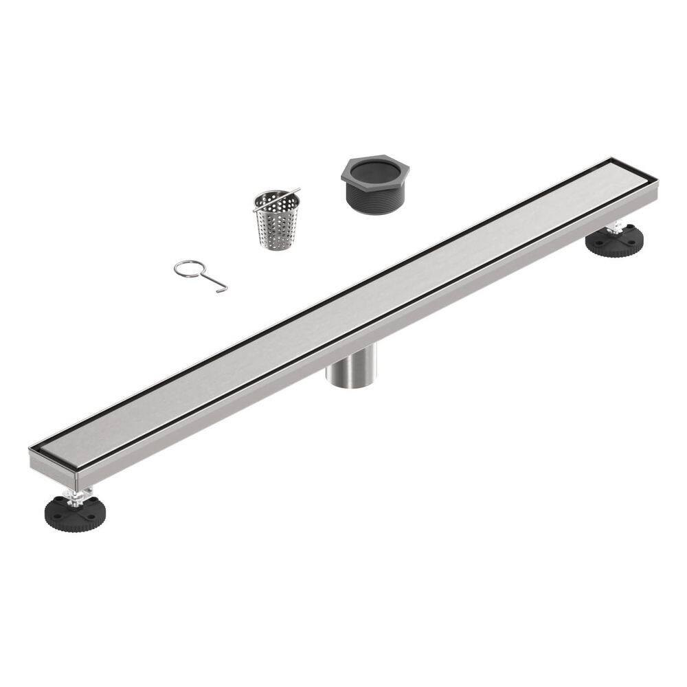 32 in. Linear Shower Drain with 2-in-1 Tile Insert Grate, 304 Stainless Steel Floor Drain w/Strainer, Brushed Nickel price history on PriceWatchPro