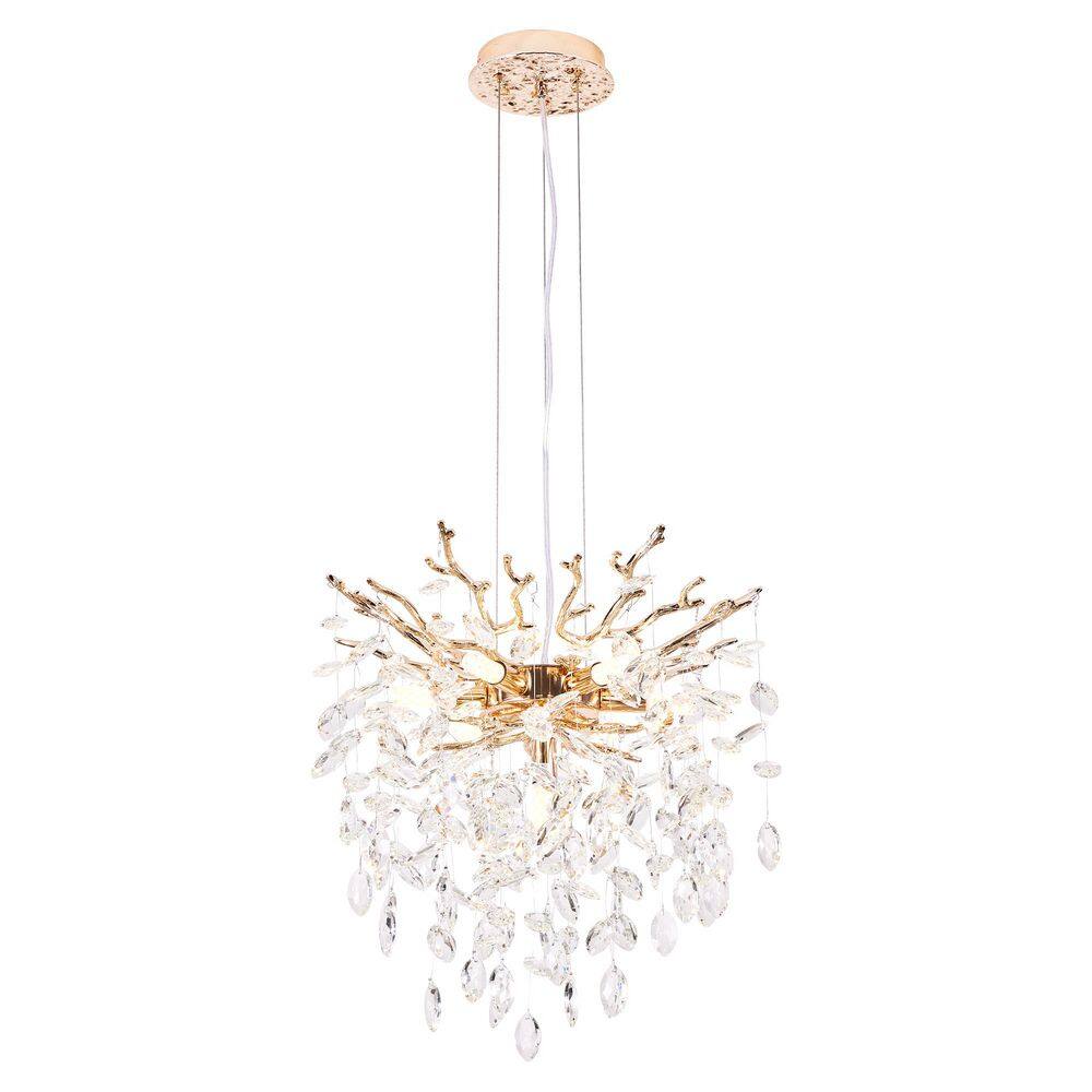 17.7 in. Gold Crystal Branch 7-Light Modern Chandelier with Adjustable Height Cord, for Living Room Dining Room price history on PriceWatchPro