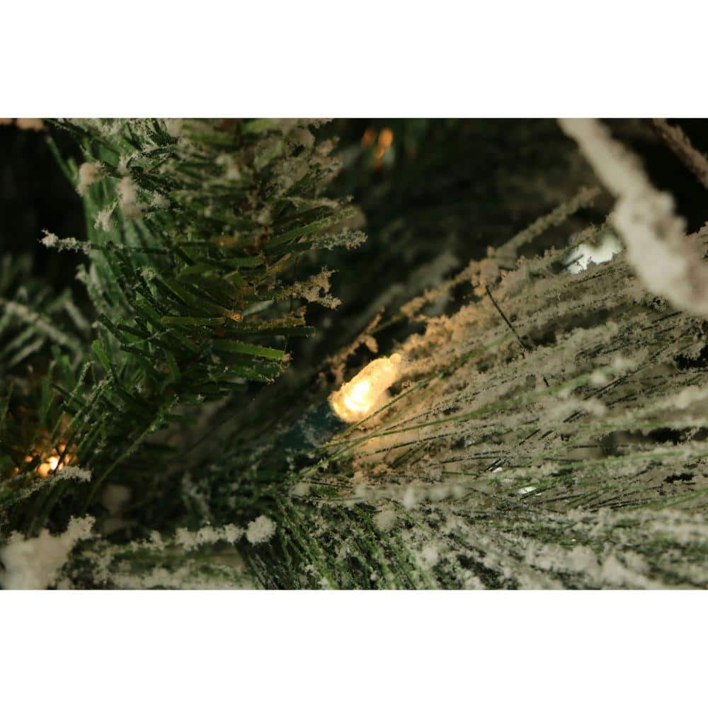 9ft White Flocked Pine Pre-Lit Artificial Christmas Tree